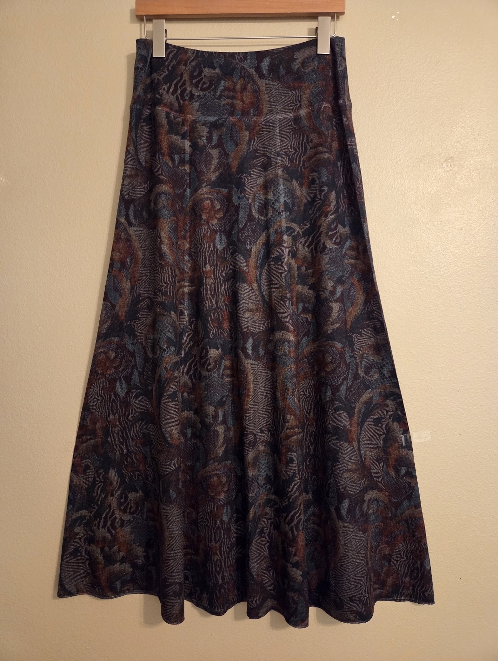 SOFT SURROUNDINGS Earthy Granola Floral Knit A-Line Pull On Maxi Skirt Womens XS